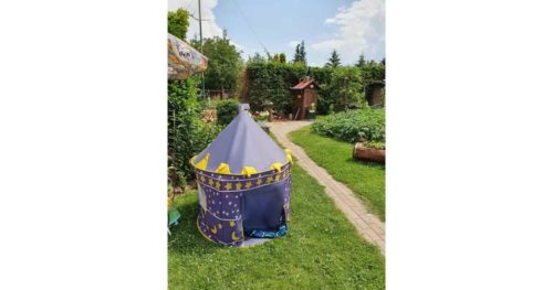 Gyerek sátor, játszóház, sötétkék, beltéri-kültéri, 135 x 105 cm