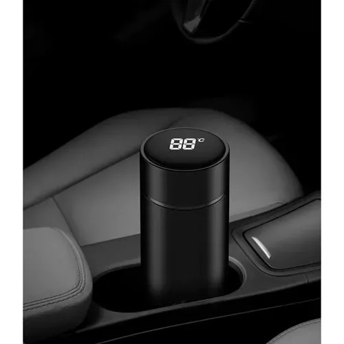 Ruhhy termosz led kijelzővel, fekete, rozsdamentes acél, 500 ml, 6,5 x 6,5 x 23 cm