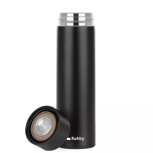 Ruhhy termosz led kijelzővel, fekete, rozsdamentes acél, 500 ml, 6,5 x 6,5 x 23 cm
