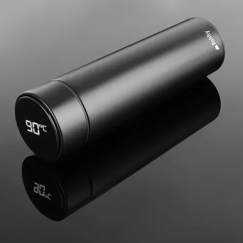 Ruhhy termosz led kijelzővel, fekete, rozsdamentes acél, 500 ml, 6,5 x 6,5 x 23 cm