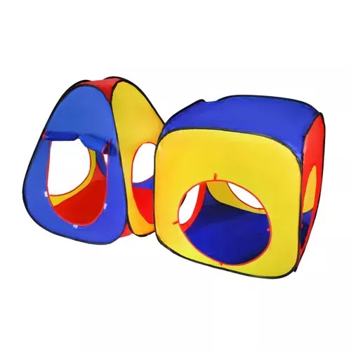 3in1 gyereksátor, alagút sátor, 3 részes, többszínű, beltéri-kültéri, 288 x 94 x 70 cm