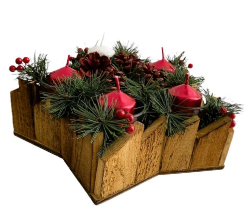 Adventi koszorú, adventi dísz, 5 db gyertyával,  25 cm x 25 cm