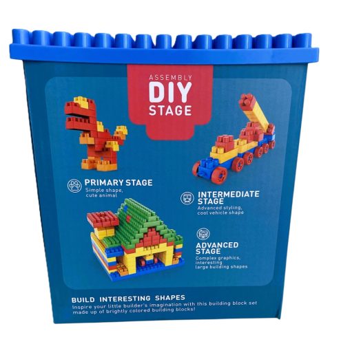 Gyerek játék, fejlesztő játék, építőkocka, 200 db-os, rózsaszín vagy kék, 18 x 22 x 18 cm