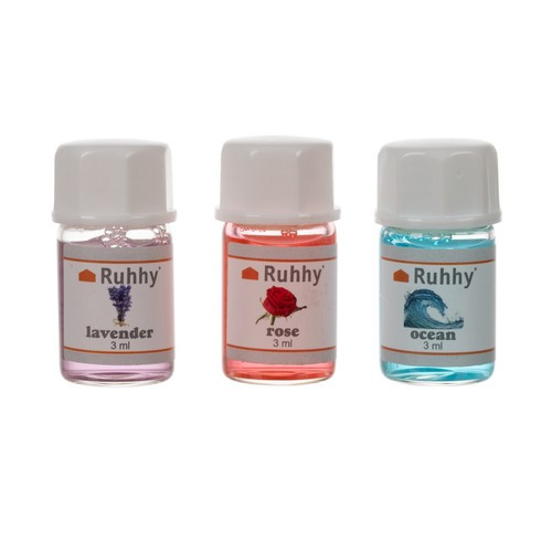Ruhhy ultrahangos aroma diffúzór éjszakai LED lámpával, 3 db illóolajjal, barna, 21 x 12,7 cm