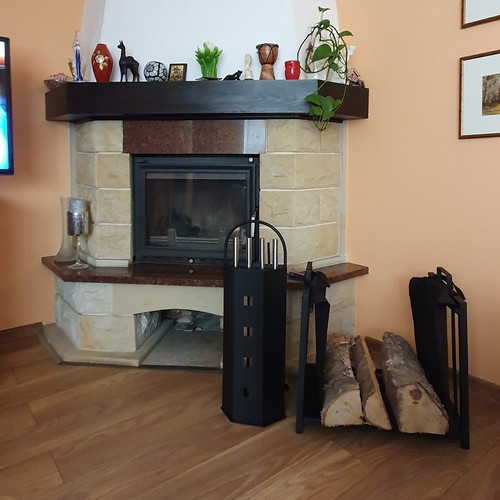 Kaminer tűzifa állvány, fa állvány, kandallóhoz, hordozó táskával, fekete, 50,5x37x50 cm