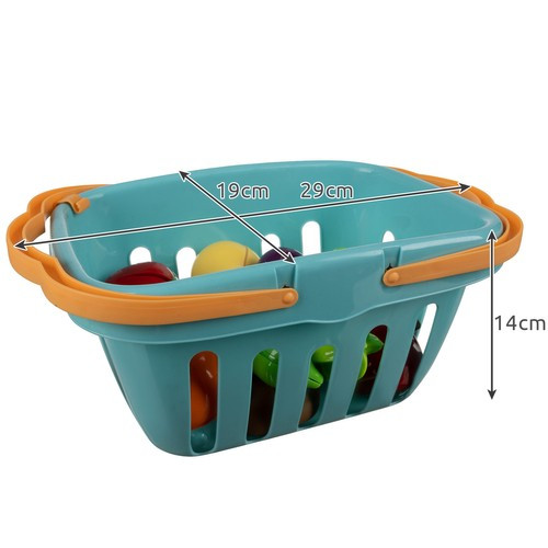 Kruzzel játék bevásárló kosár vágható gyümölcsökkel és zöldségekkel, edénnyel, kiegészítőkkel, 22 db-os készlet, 14 x 19 x 29 cm