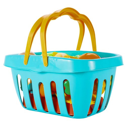 Kruzzel játék bevásárló kosár vágható gyümölcsökkel és zöldségekkel, edénnyel, kiegészítőkkel, 22 db-os készlet, 14 x 19 x 29 cm