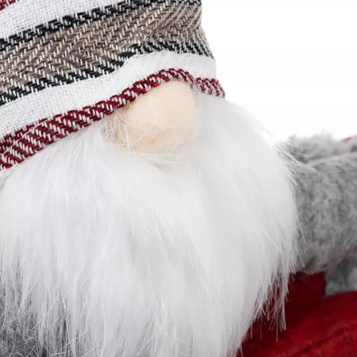 Ruhhy karácsonyi manó, függöny rögzítő, függöny kapocs, függöny dísz, lépcsőkorlát dísz, karácsonyi dekoráció, 60cm