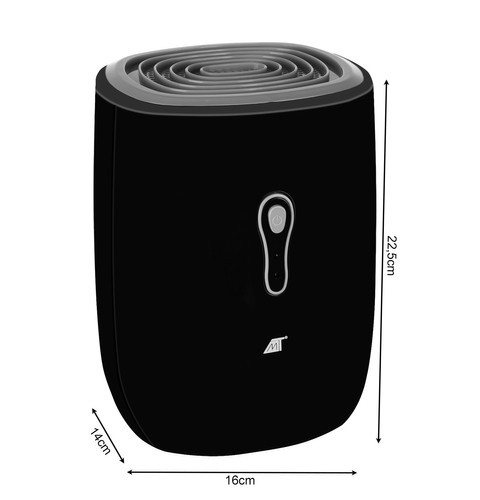 Ruhhy páramentesítő, nedvességelnyelő, fekete, kivehető víztartállyal, 22,5x16x14cm