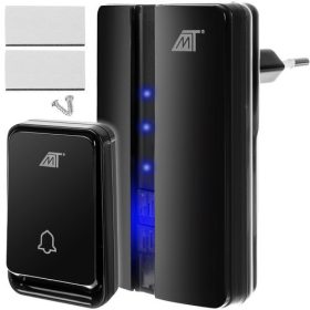   Malatec vezeték nélküli csengő, fekete, vízálló, 10 x 6,5 x 6 cm