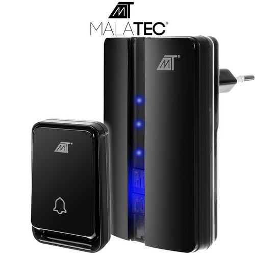 Malatec vezeték nélküli csengő, fekete, vízálló, 10 x 6,5 x 6 cm