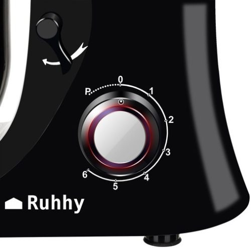 Ruhhy 2200W Rozsdamentes Konyhai Robotgép 6,2L Tál, Többfunkciós Dagasztó, Habverő és Keverő – 43x33x24,5 cm