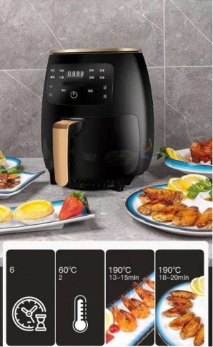 NewLine S Lux, air fryer, forrólevegős légkeveréses sütő (6L) 2400W fekete