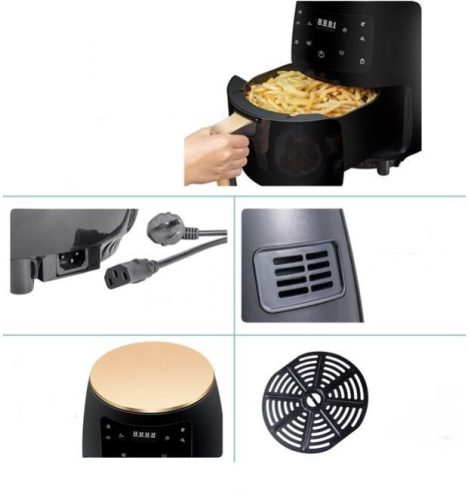 NewLine S Lux, air fryer, forrólevegős légkeveréses sütő (6L) 2400W fekete