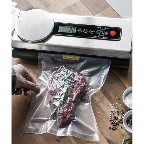 Fóliahegesztőgép, vákuumcsomagoló gép, beépített digitális mérleggel, fóliakészlettel