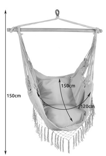Gardlov kerti függőágy, brazil szék, szürke, 2 db párnával