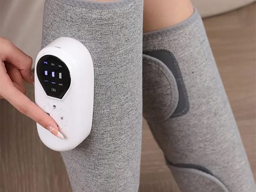 Kompressziós lábmasszírozó készülék, vezeték nélküli, hordozható, szürke