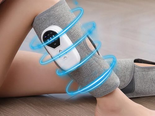 Kompressziós lábmasszírozó készülék, vezeték nélküli, hordozható, szürke