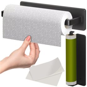   Ruhhy papírtörlő tartó, konyharuha tartó, ragasztós, fekete