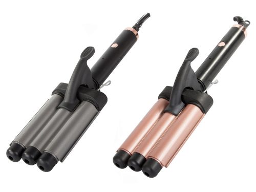 Kerámia hajsütővas, hajhullámosító, hajgöndörítő, szürke/rózsaszín