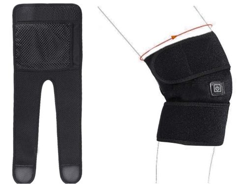 Hőterápiás térdmelegítő, masszírozó, 3 állítható hőmérséklet, ízületi gyulladásra, állítható pánt, fekete