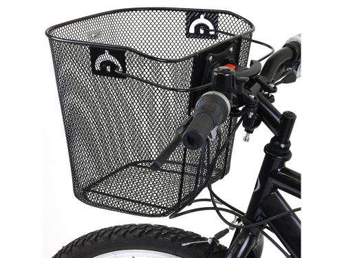 Kerékpár kosár, fekete, fém, hordozható