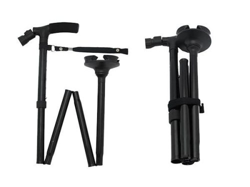 Összecsukható járóbot, mozgássérült bot, sétabot, ortopéd bot, ledes zseblámpával, 4 pontos talp, állítható magasság