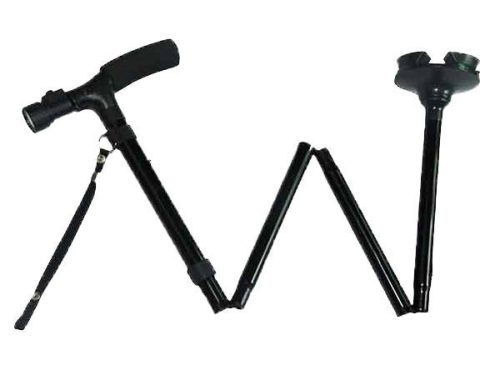 Összecsukható járóbot, mozgássérült bot, sétabot, ortopéd bot, ledes zseblámpával, 4 pontos talp, állítható magasság