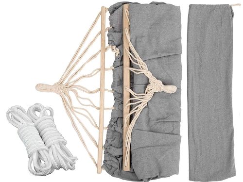 Kerti függőágy, kétszemélyes, szürke, 200 kg teherbírás, 150x280 cm