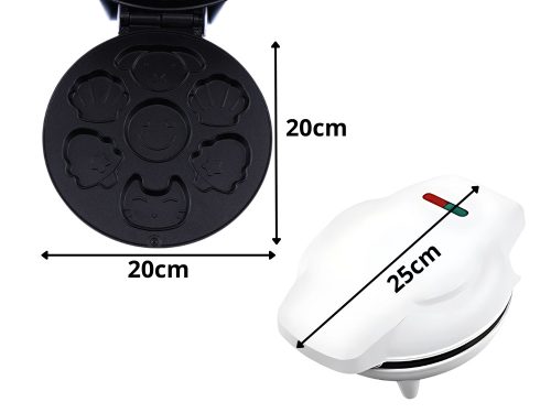 Elektromos gofrisütő 1200W – mintás sütőlapokkal (állatos, karácsonyi, mosolygós minták)