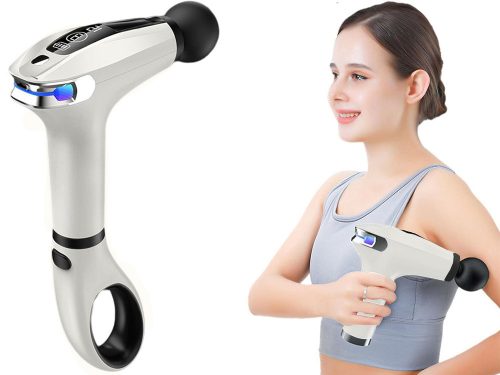 Hát és test masszázs pisztoly, masszírozó, 4 cserélhető fejjel, fehér