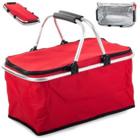   Termikus piknikkosár, bevásárlókosár, összecsukható,  piros