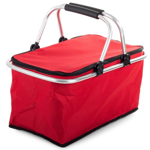 Termikus piknikkosár, bevásárlókosár, összecsukható,  piros