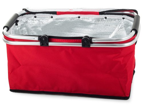 Termikus piknikkosár, bevásárlókosár, összecsukható,  piros