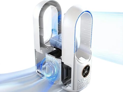 Oszlop ventilátor lapát nélküli, csendes, álló, párásító készülék, 6 program, USB