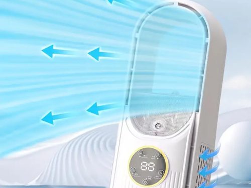 Oszlop ventilátor lapát nélküli, csendes, álló, párásító készülék, 6 program, USB