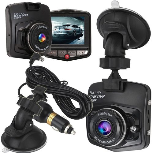 Autós fedélzeti kamera, menetrögzítő,  full HD, LCD kijelzővel, tartóval