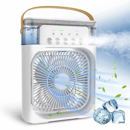 2in1 hordozható hűtőventilátor, léghűtő, párásítóval, aroma diffúzor, fehér, USB