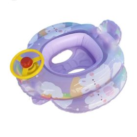   Felfújható csónak, úszógumi, kormánnyal, háttámlával, beülős, 75x58 cm, lila/kék