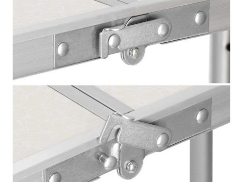 Összecsukható turista asztal szett 4 székkel, állítható magasság, krém szín – 120x60 cm