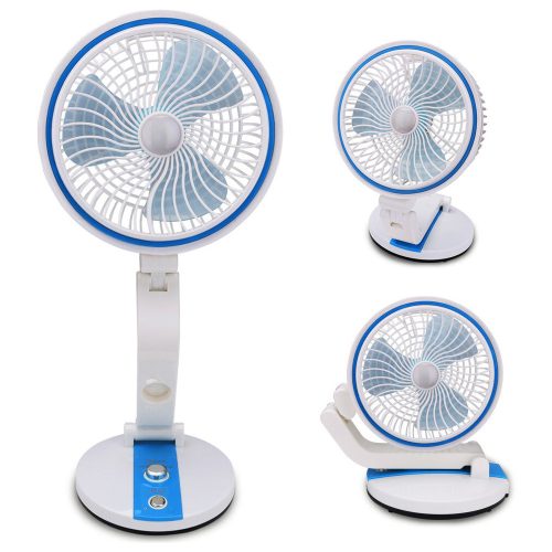 2in1 összecsukható hordozható ventilátor LED világítással – USB, akkumulátoros, kék