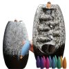 Kerámia vízesés füstölőtartó + 10 füstölő – aromaterápiás illat kandalló, szürke, 20cm x 9cm 