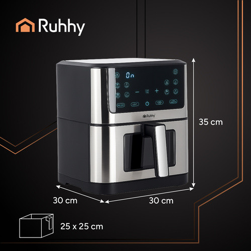 Ruhhy 8L XXL Zsíradékmentes, tapadásmentes forrólevegős fritőz – érintőpaneles Air Fryer