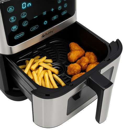 Ruhhy 8L XXL Zsíradékmentes, tapadásmentes forrólevegős fritőz – érintőpaneles Air Fryer