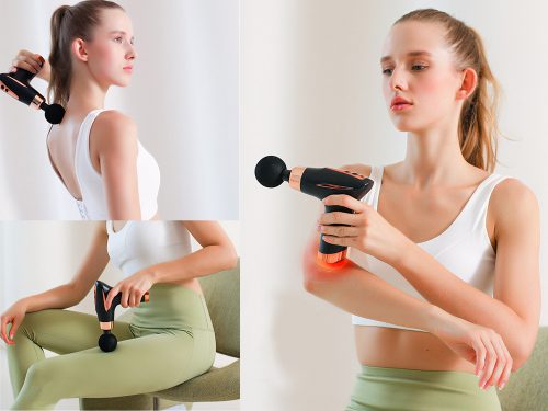 Masszázs pisztoly 6 db cserélhető fejjel, melegítő funkcióval, 16.5cm x 21.5cm x 5cm