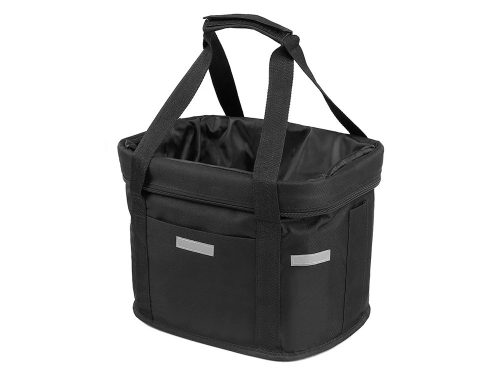 Kerékpár kosár, táska, kisállat hordozó, levehető, fekete, szövet