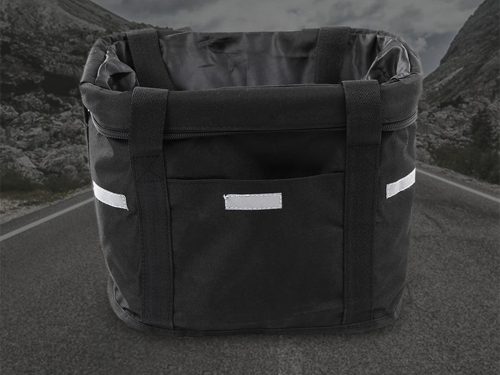 Kerékpár kosár, táska, kisállat hordozó, levehető, fekete, szövet