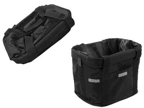 Kerékpár kosár, táska, kisállat hordozó, levehető, fekete, szövet