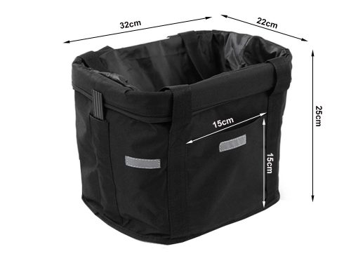 Kerékpár kosár, táska, kisállat hordozó, levehető, fekete, szövet