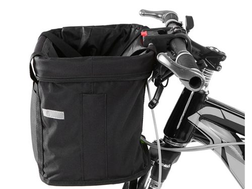 Kerékpár kosár, táska, kisállat hordozó, levehető, fekete, szövet